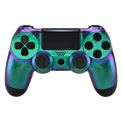 eXtremeRate Chameleon Purple Green Glossy Front Housing Shell for PS4 Slim Pro Controller, Custom Accessories Faceplate for Playstation 4 Controller CUH-ZCT2 JDM-040 050 055 - Controller NOT Included
