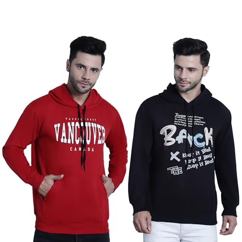 Image of Mack Jonney Printed Hooded Cotton Fleece Sweatshirt for Men (Pack of 2)-MACK50710