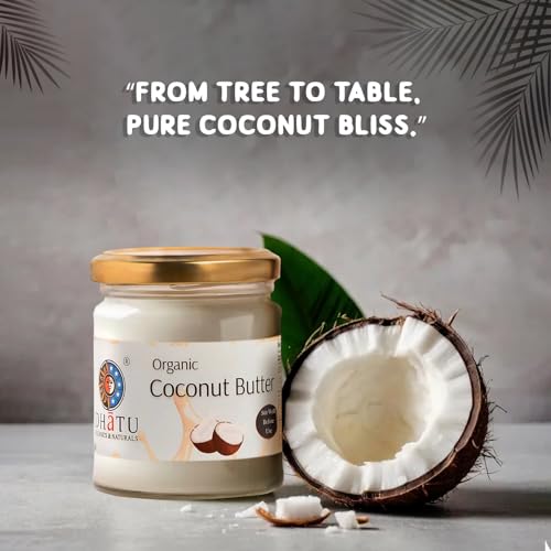 Image of Dhatu Organics Coconut Butter, 175g (Pack of 1) | Vegan | Keto Friendly | MCT Rich | Healthy Baking Fat | Lauric Acid Rich Superfood | Stoneground | No Sugar
