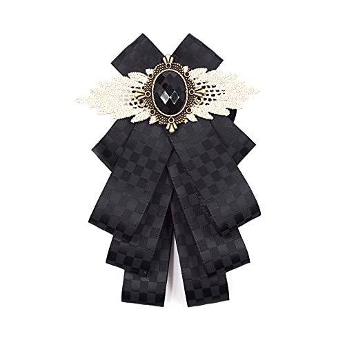 Black Bow Brooches For Men Women Self Tie Bow Tie Collar Pin Fashion Pretied Suits Neck Tie Bowknot Brooch For Suit Shirts (B Net Black) #TOP7