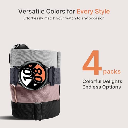 Fullmosa Water-Resistant Nylon Watch Band 20mm Compatible with Vivoactive 6 5/ Venu Sq/ Forerunner 165, Elastic Stretchy Watch Strap for Samsung Galaxy Watch 7 6 5 4 40mm 44mm Men and Women (Black/Sand Pink/Starlight/Milk Tea) by Fullmosa - Image 8