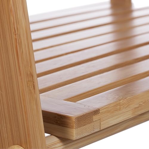 Relaxdays Toallero con 1 Balda Hecho de Bambú, 4 Barras, 153 x 53,5 x 30 cm, Autónomo, Portatoallas para Baño, Natural - imagen 7