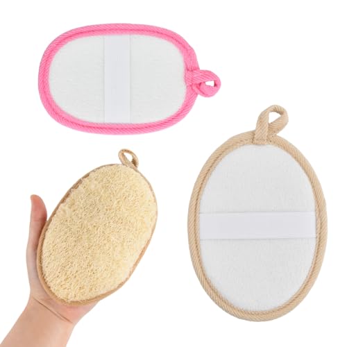 Culinavog 2 Piezas Esponja de Lufa, Depurador Corporal Exfoliante de Esponja, Guantes de Ducha para Baño, Reutilizable, Guantes de Ducha para Spa, Baño, Mujeres y Hombres (2 Tamaños, Multicolor)
