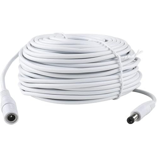 DC Power Adapter Extension Cable 100 feet 12V Power Adapter Extension Cable 2.1mm x 5.5mm Compatible with DC Adapter Cord Fit for CCTV Security Camera Wireless IP Camera Standalone DVR White
