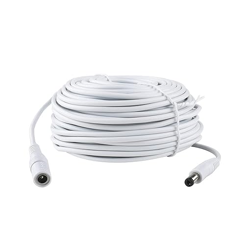 Cable de extensión de alimentación de 60 pies, 0.217 in x 0.083 in, cable de enchufe macho a hembra de 12 voltios para cámaras de seguridad IP CCTV,