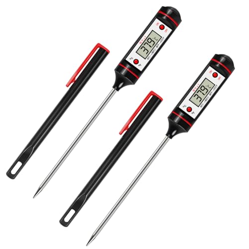 Termómetro de sonda para cocinar, 2 termómetros para alimentos, sonda digital WT-1 para cocinar, lectura instantánea para cocina, parrilla, agua, leche, mermelada, bebidas, lectura instantánea