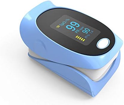 Fingertip Pulse Oximeter Blood Oxygen Saturation Monitor with Lanyard Carrying Case and Batteried Yonker YK-82 - Blue