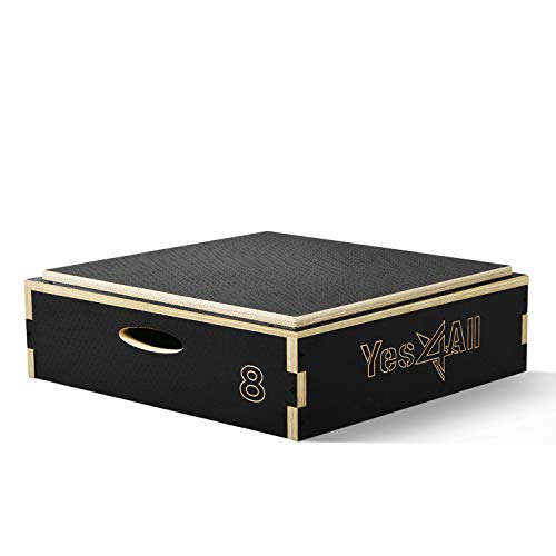 Yes4All Stackable Wood Plyo Box/Plyometric Box, Perfect For Jumping Exercise, Available In 5 Sizes (4