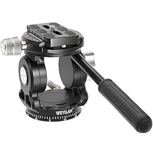 Tripod Head for Camera with Arca Swiss Quick Release Plate, WEYLLAN Fluid Head Tripod for DSLR Camera Canon Nikon Sony Camcorders, Metal Panoramic Video Tripod Fluid Head Pan Tilt, Max Load 17lbs/8kg