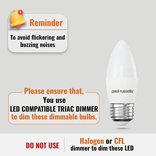 paul russells LED Candle, Dimmable Edison Screw Light, 5.5W 470 LM E27 C37 LED Bulbs, 40w Equivalent, 6500K Daylight - Image 2