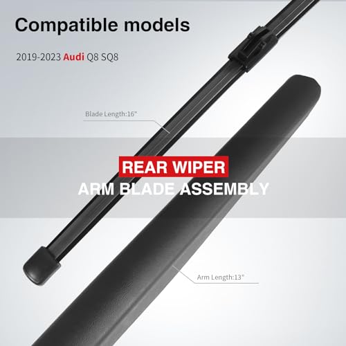 Image of OTUAYAUTO Rear Windshield Wiper Arm Blade Set - Replacement for Audi Q8 SQ8 2019-2023 New Replacement Accessories Parts OE Style Back Wiper