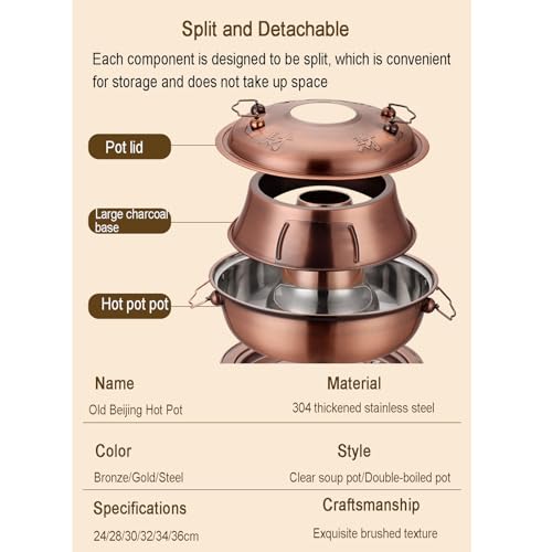 Olla caliente china de cobre tradicional de 34 cm miniatura 5