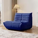 ビーンバッグチェア ファイヤーサイドチェア 大型ビーンバッグチェア 大人用 ティーン向けビーンバッグチェア 高反発フォーム 滑り止めベース フロアラウンジソファ リビングルーム (ネイビーブルー、シングル)