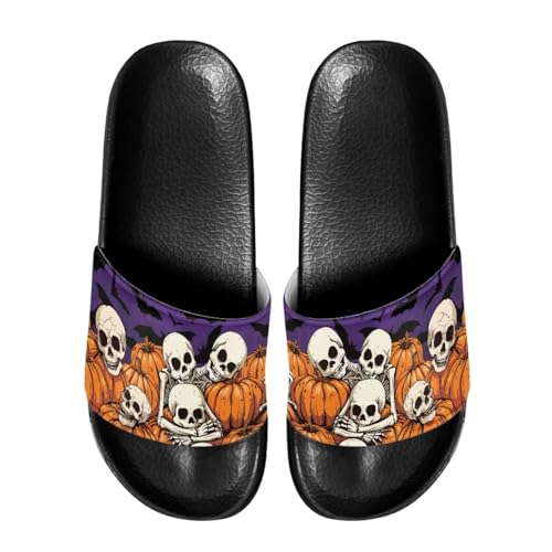 Image of Women Skeleton Slides Open Toe Women's Halloween Slide Sandals Size 8.5 Quick Drying Black Cat Beach Sandals for Women Pool Outdoor