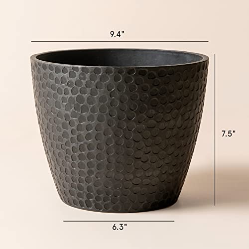 La Jolie Muse Outdoor Indoor Planters Flower Pots - 9.4 Inch Planter Pot Containers, Plant Pots, Black, Honeycomb #TOP5