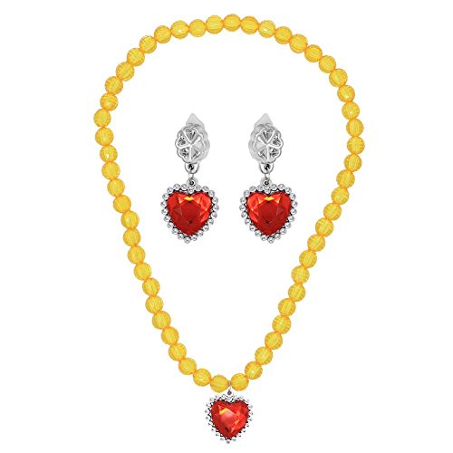Tacobear Princess Dress Up Accessories 5 Pieces Gift Belle Set For Girls Crown Scepter Necklace Earrings Gloves Yellow #TOP2