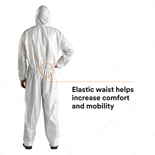 image for 3M Protective Disposable Coveralls, Bulk Pack of 25 White Coveralls, H