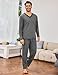 Marvmys Herren Schlafanzug Lang Pyjama Winter Pyjamas Männer Zweiteilige V-Ausschnitt Nightwear Set mit Taschen S-4XL