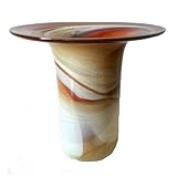 dekorierbar Oberstdorfer Glashütte Vase farbige Glasvase Grosse Blumenvase in braun-beige-Weiss marmoriert Ziervase mundgeblasen mit grosser Öffnung für üppigere Sträusse Höhe ca. 20 cm
