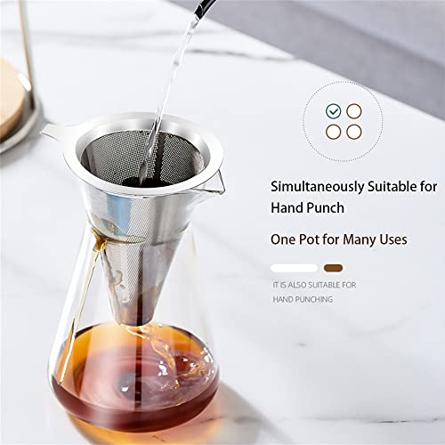 Cafetera con goteo de hielo con 2 vasos, cafetera fría con flujo de agua ajustable, cafetera de vidrio, filtro de acero… - Imagen 8