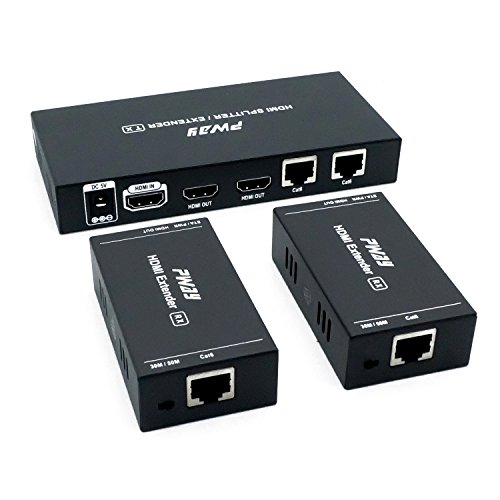 PW-HTS0102(POC) 1X2 HDMI Extender Splitter Ultra HD 1080P sur câble Support EDID Jusqu'à 50m/165ft Cat6 Télécommande?1 in 2 Out?