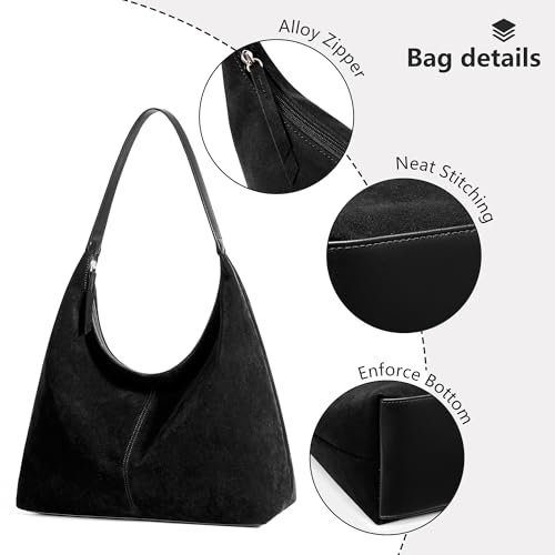 Image of KALIDI Casual Tote Bag Vegan Leather Hobo Zipper Work Bag Weekender Shoulder for Women Shoulder Travel Purse