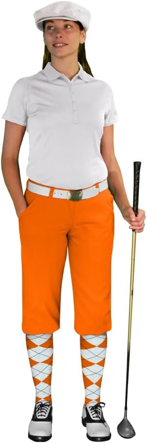 Golf Knickers Ladies Select A Style Outfit - Matching Golf Cap - Orange