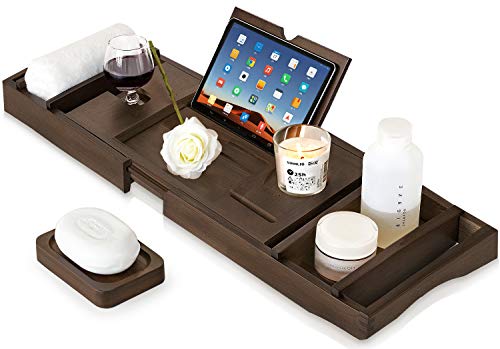 Vassoio Per Vasca In Bamb&ugrave; Espandibile | Porta Cellulare, Bicchieri E Libri | Ideale Spa Casa