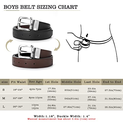 Kajeer Reversible Kids Belt For Boys And Girls - Durable Pu Leather Belts For School Uniform Jeans For (Silver, Fit Waist: 18"-24" (Rec 4-7Yrs)) #TOP4