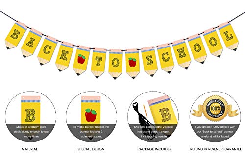 Back to School Pencil Banner - First Day of School Banner - Back to School Banner - Classroom Decor - Teacher Banner - Back to School Party Decorations - Image 3