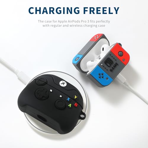 Image of [2Pack] Compatible Airpods Pro 3 Case(2025),Cute Gamepad Design Cases Soft Silicone Protective Cases for Apple AirPods Pro 3rd Generation Case,Airpod Pro 3 Cover with Keychain for Men /Boy
