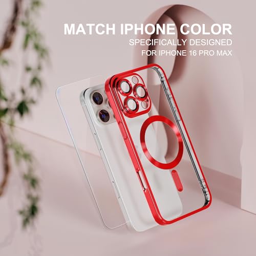 Image of Misea Magnetic for iPhone 16 Pro Max Case Compatible with MagSafe Red