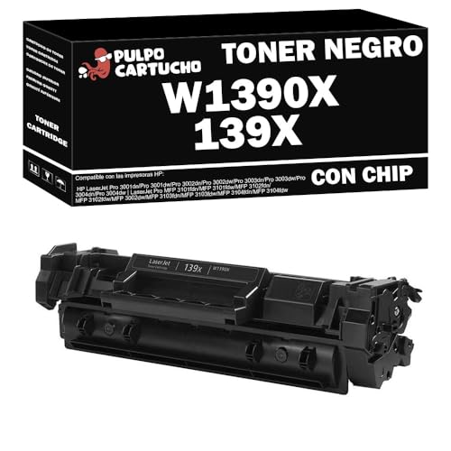 Pulpo Cartucho - Toner Genérico W1390X Negro Compatible con HP 139X - Valido para Impresoras LaserJet Pro 3001, 3002, 3003, 3004, LaserJet Pro MFP 3002, 3101, 3102, 3103, 3104 ⭐