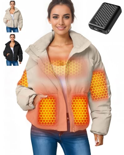 The Best Heated Jackets for Women Over 50: Rechargeable Warmth Without the Bulk 2 Women Short Heated Jacket Battery Pack Included Puffy Usb 7.4v 12v Winter Warm Coat Apparel Bomber Down Casual Cute Bubble Clothes Chamarras Para Mujer Frio Abrigo Invierno Chaqueta Regalos Navidad