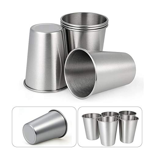 5 Pcs Tasse Metal, Tasse Inox, Tasse Camping, Tasse Acier Inoxydable Gobelets Réutilisables Gobelet Réutilisable Gobelet Inox Ensemble Tasses Acier Inoxydable Boissons Tasse Cover