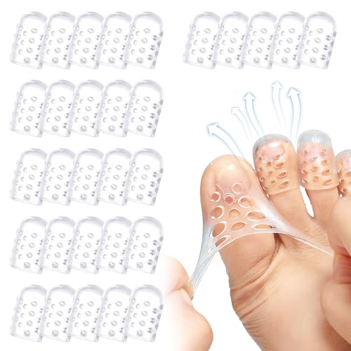 30PCS Silicone Toe Protectors,Anti-Friction Toe Protector,Gel Breathable Toe Covers,Soft Clear Toe Caps for Men Women,Toe Sleeves for Corns Blisters and Pain Relief (30)