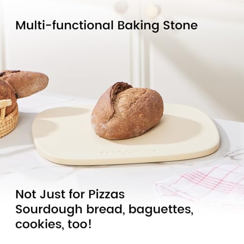 Miniatura 6 de Rocksheat Piedra Para Pizza, Forma Única, 30 X 28 Cm, Piedras De Pizza Para Horno, Parrilla, Barbacoa, Piedra De Cordierita Resistente Para Hornear Pizza, Pan Y Galletas, Diseño Irregular Innovador