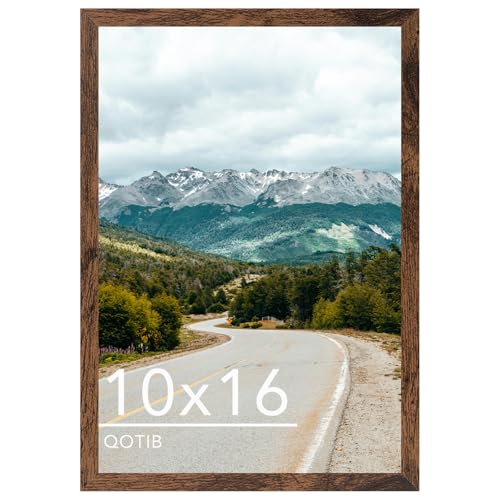 QOTIB 10x16 Picture Frame Deep Brown for Wall Hanging Wood 10 x 16 Frame Photo Frame for Wall Horizontally or Vertically Deep Brown 1 Pack