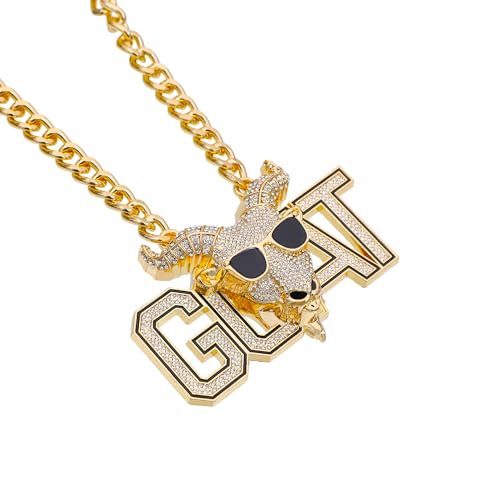 Huge Goat Necklace Chain Many Bright Stones Goat Pendant Greatest of All Time Turnover Chain For Adults Player Team Football Soccer Baseball Basketball Softball Fantasy Football2