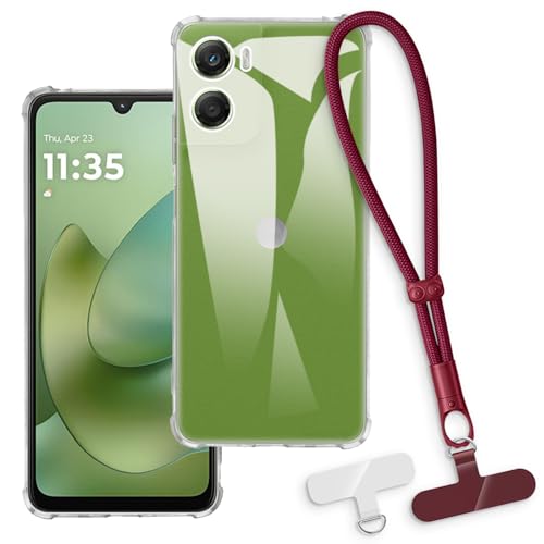 OAGELIM 2-in-1�ی�P�[�X�ƃ��X�g�X�g���b�v Motorola Moto G06 Power 4G �ƌ݊��������� ���O���\�ȃ��j���[�h�t���d�b�J�o�[�A����~�ߕ����h�~�O���b�v�n���h�� (�N���A + ���b�h)