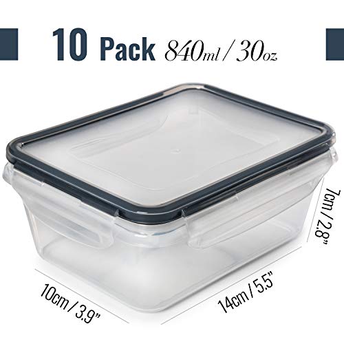 fullstar 20-Piece Plastic Food Storage Containers with Lids (10 Containers & 10 Lids) - Leakproof, BPA-Free, Meal Prep Containers, Reusable Lunch Storage Set for Kitchen Organization (Pack of 20)