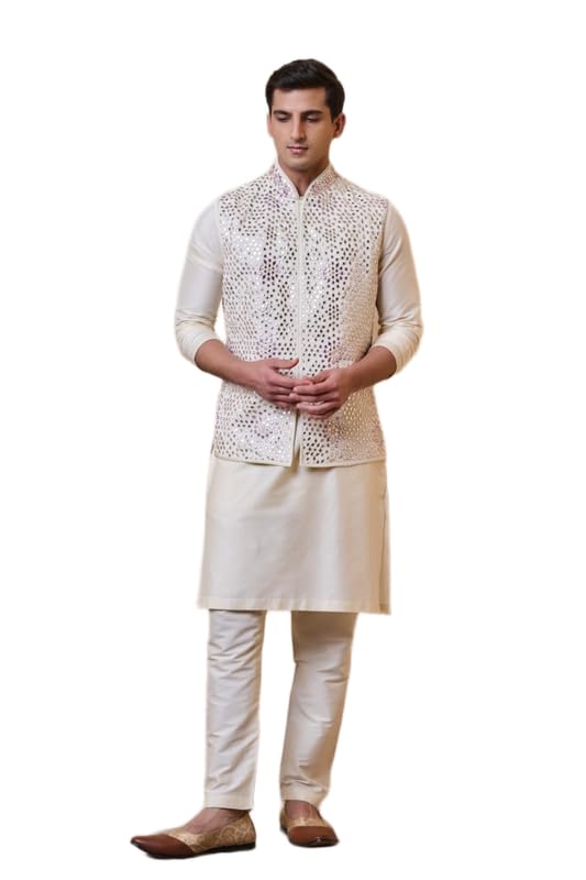 Ivory Patra Embroidered Single Bundi | Ethnic WEAR | Ivory | XS-image-25