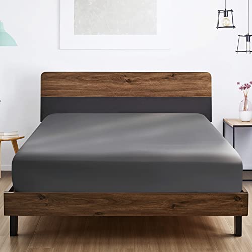 FreshCulture Twin Fitted Sheet 2 Pack - Hotel Quality - Ultra Soft & Breathable - Brushed Microfiber - Deep Pocket - Cooling Fitted Sheets for Twin Size Bed (Dark Grey)