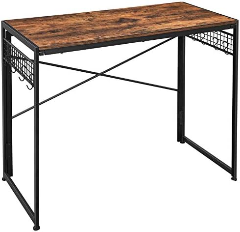 Amazon.com: VASAGLE ALINRU Folding Computer Writing Desk, with 8 Hooks