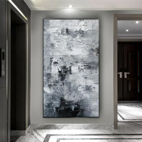 Peinture à l'huile de texture grise abstraite moderne pour habiller un mur vide de salon