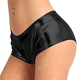 short simili cuir grande taille  Mufeng Short Cuir Femme Taille Basse Mini Culotte Sexy Femme Pantalon de Sécurité Invisible Femme Unique DS Clubwear Dansewear Underpants Women S-XL Noir L