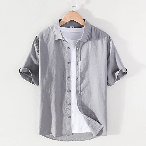Chemise été homme séchage rapide grise en lin pour éviter la chaleur