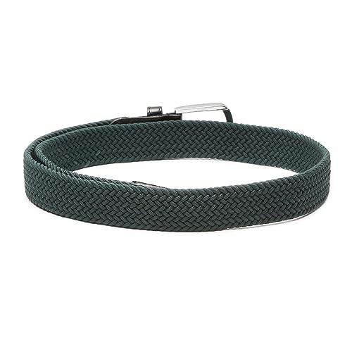 Image of LOUIS STITCH Men's Braided Elastic Stretch Belt with Leather Tipped End Stretchable Canvas Waist Band for Men Women Boys Girls Unisex (Width 3 cm) (BE-EL)