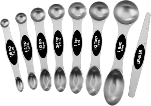 Pack of 8 Stainless Steel Magnetic Measuring Spoons Set, Cordless Handheld, Lightweight, Double Run Time for Lawn 1