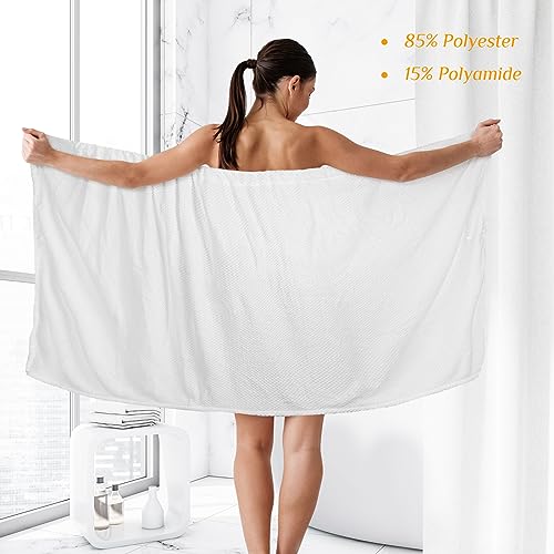 Tigeen 4 Pcs Spa Wrap Towel Wrap for Women Spa Robe with Adjustable Closure Elastic Top Lightweight Wraps for Bath Shower(M,White)4